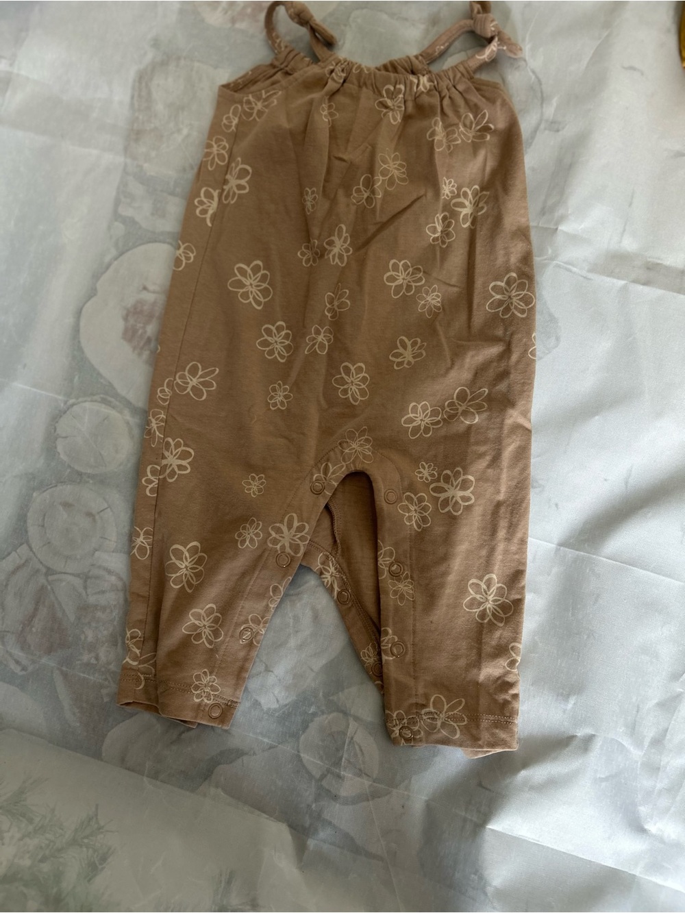 okie dokie Brown Floral Tie-Strap Baby Romper